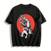 Vintage Japanese Samurai Print Short Sleeve T-Shirt Trendy Top Pure Cotton T-shirt