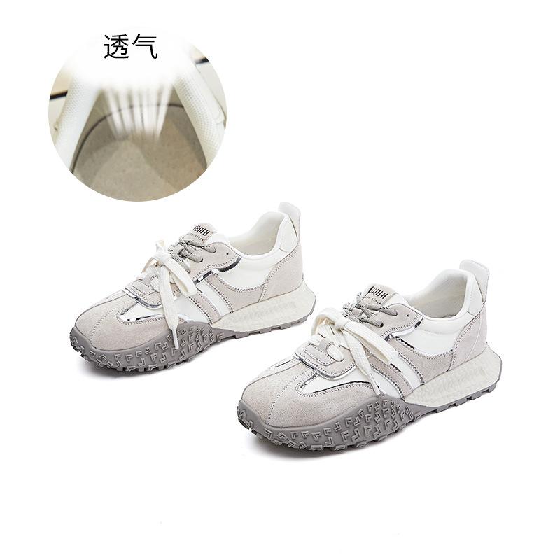 Leather Forrest Gump shoes women's 2025 autumn new women's shoes casual shoes thick sole heightening color matching pair of shoelaces sports shoes w