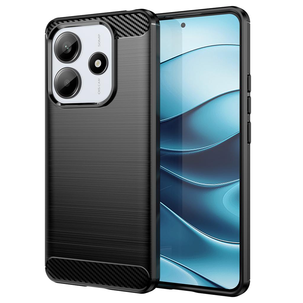 For Xiaomi Redmi Note 14 5G Case Carbon Fiber Texture TPU Brushed Phone Cover