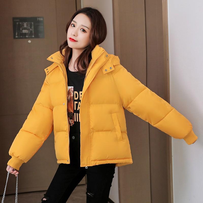 Womens Short Puffer Coat Winter Warm Cotton-Padded Jacket Loose Fit Hooded Outerwear Petite