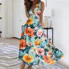 Women's Summer Fashion Retro Print V-Neck Sleeveless Long Dress