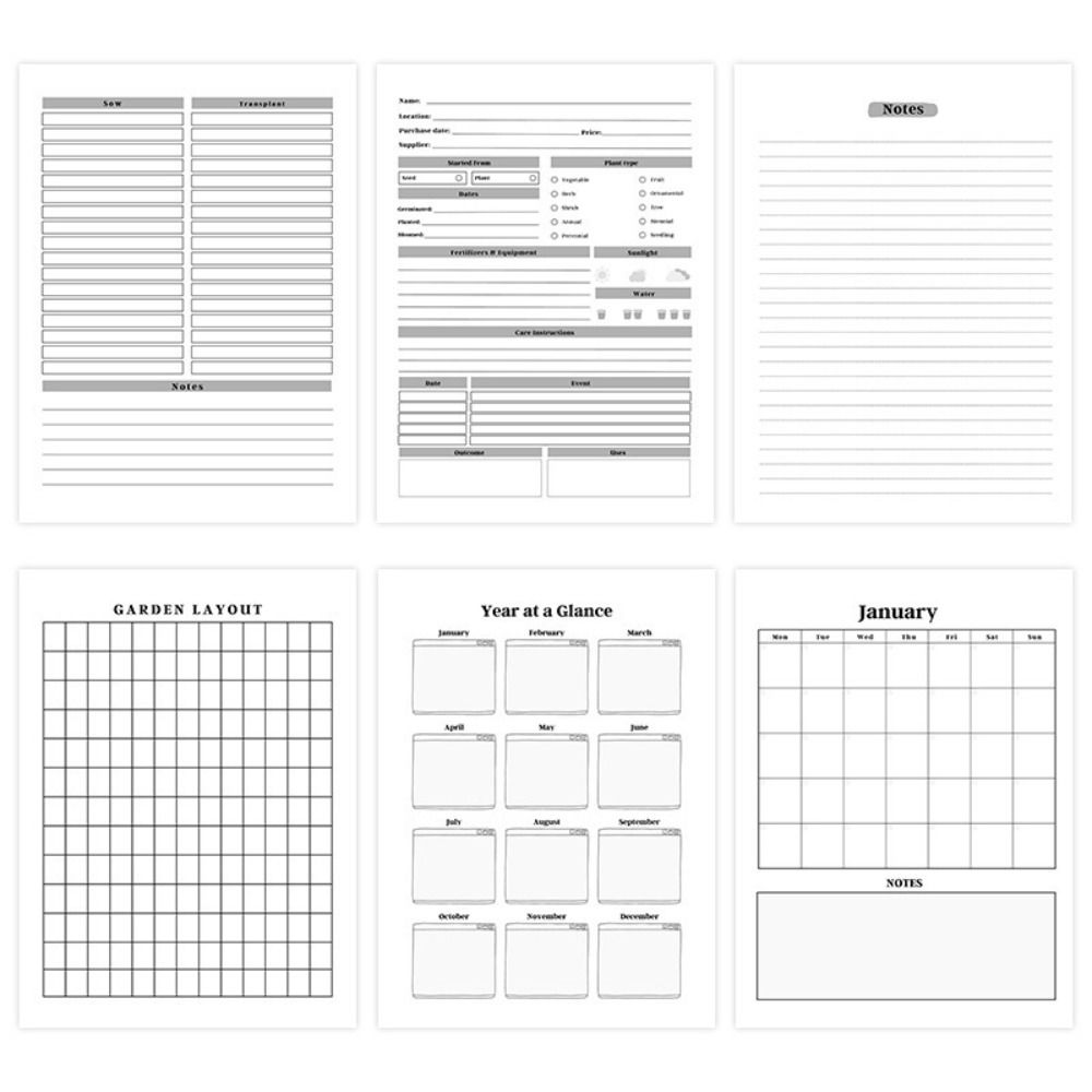 Paper Floral Garden Planner Colorful Horticultural Record Plant Care Checklist  For Home Gardeners