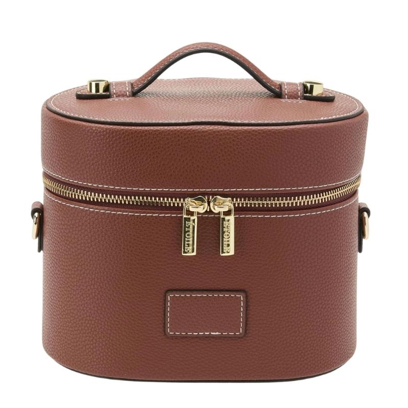 PU Leather Toiletry Organizer Bag Makeup Case with Carrying Handle And Zippered Cover Design for Cosmetic Storage Use
