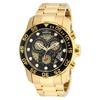 Invicta Pro Diver Quartz Watch, 48.8mm Case, Gold Stainless Steel Strap, Black Dial, 19837, Men's