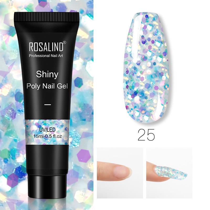 ROSALIND 15ml Γυαλιστερό Poly Nail Gel 6 χρωμάτων Quick Builder Extension UV λάμπα