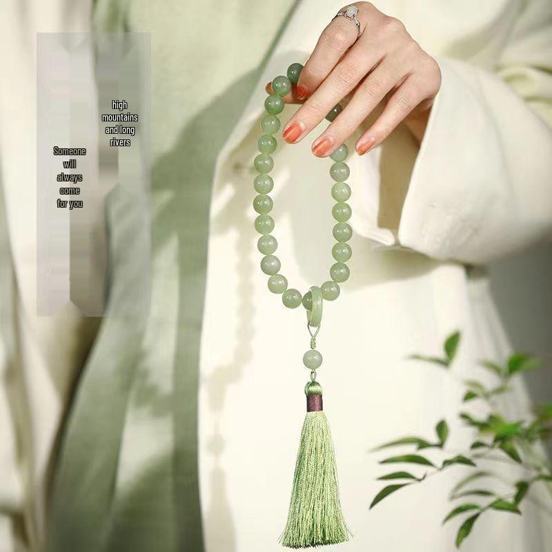 Shetaicui Prayer Beads Bracelet: Calming Ancient-Style Accessory with Tassel for Hand-Twisting and Mind Relaxation