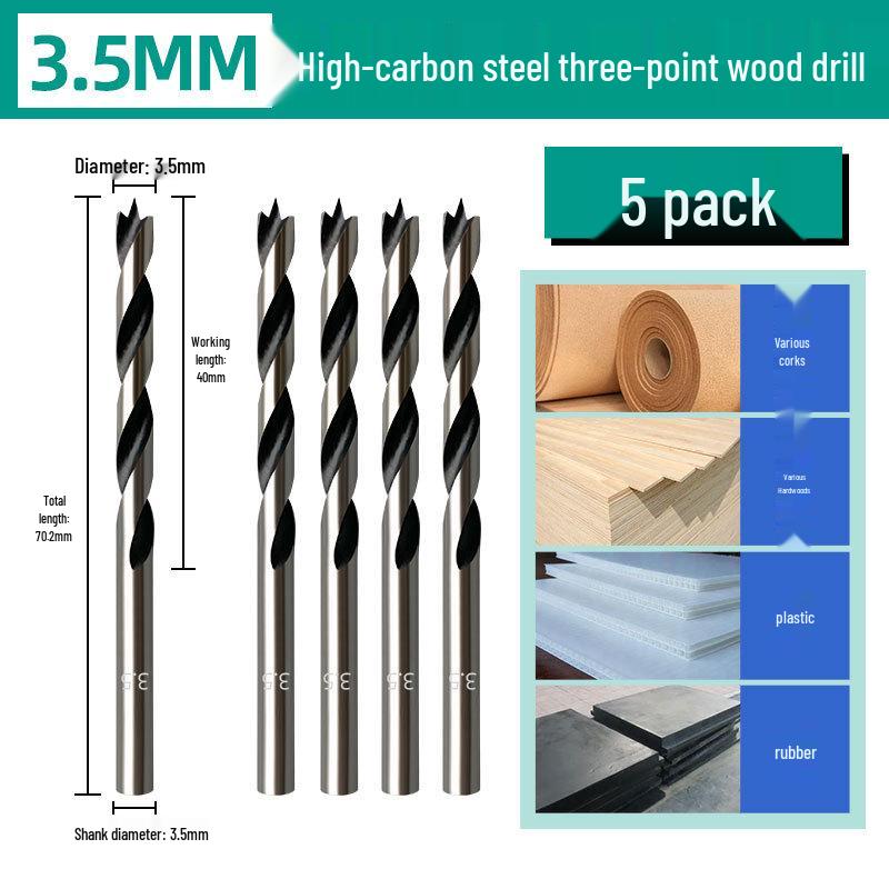 Carbon Steel Multi-Functional Woodworking Drill Bit for Three-Point Positioning
