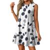 Women's Fashion Casual Sleeveless Round Neck Ruffle Vintage Printed Dresses