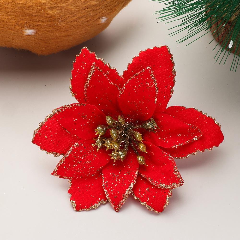 Year Decor Glitter Fake Flowers Christmas Flowers Christmas Tree Decorations Home Xmas Ornaments
