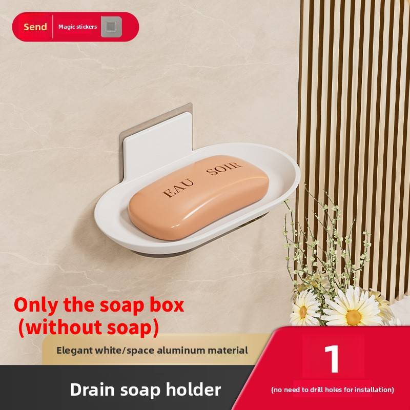 Wall Mounted Soap Dispenser Organizer With Sucker Hook For Bathroom Storage