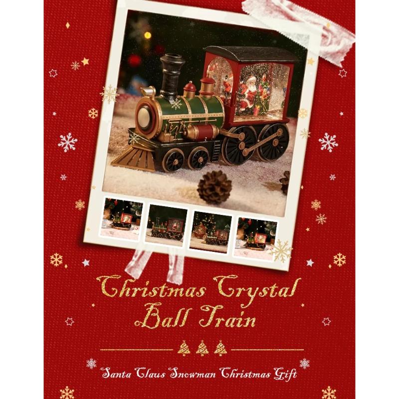 Christmas Gift Train Crystal Ball Ornament ,Christmas Gift Christmas Eve Music Box Train Music Box Crystal Ball Ornaments