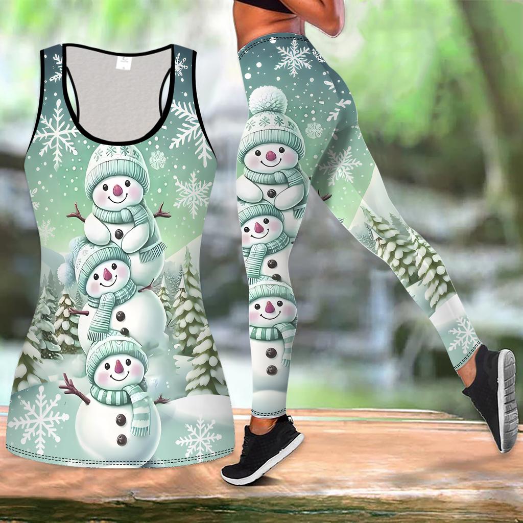 Christmas Festival Print Yoga Outfit for Women Fashion Workout Leggings Fitness Sports Casual Yoga Set Sports Suit