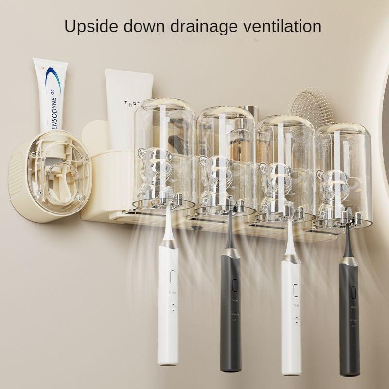Bathroom Mouthwash Cup Toothpaste Dispenser Wall-Mounted Cup Holder a Family of Three Toothbrush Cup