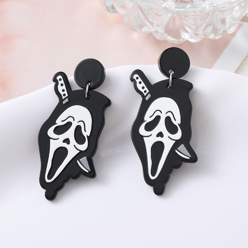 Halloween Dunkle Ohrringe Gruselige Totenkopf-Ohrringe Regenbogen-Geist Schmetterling Stecker-Ohrringe Accessoires für Männer und Frauen