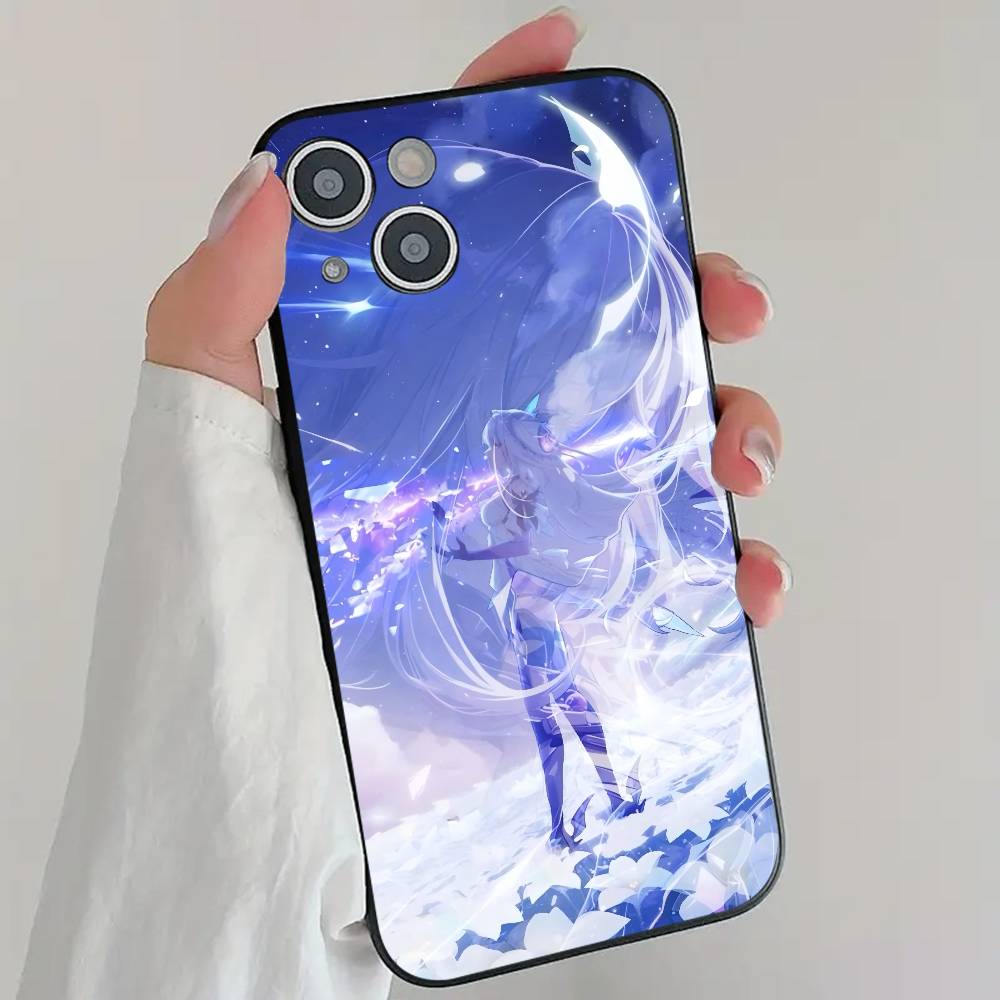 S-Skirk Anime Game G-Genshin I-Impact Phone Case Cool Black Silicone Soft For IPhone 16 15 14 13 12 11 X XR Plus Pro Max Plus