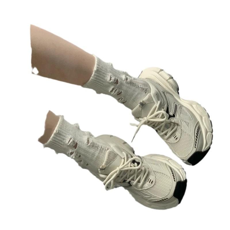Daddy Shoes Women's Autumn Trendy Shoes Silver Versatile Thick-soled Dirt-resistant Sports Shoes