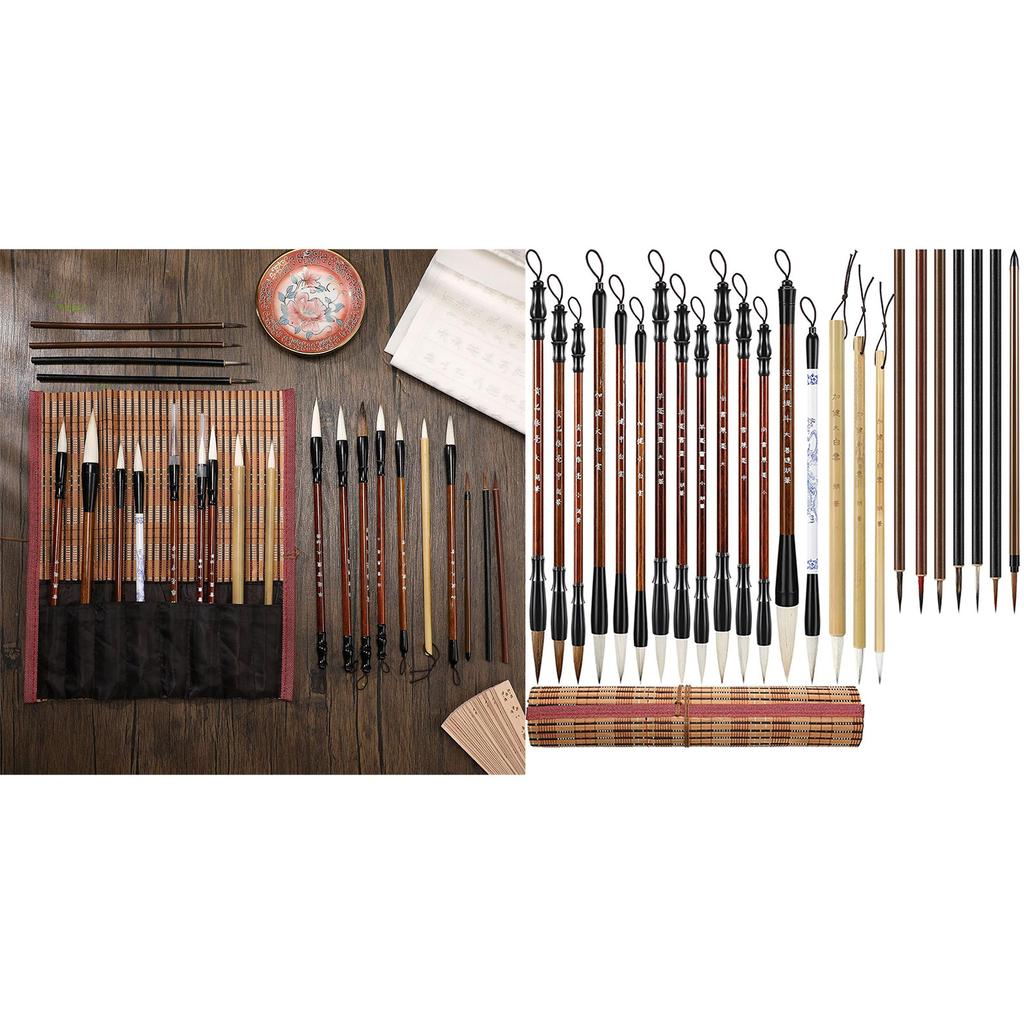 24Pcs Calligraphy Brush Pen Chinese Painting Brush Antithetical Couplet Writing Brush for Beginner Artist Adult Kid
