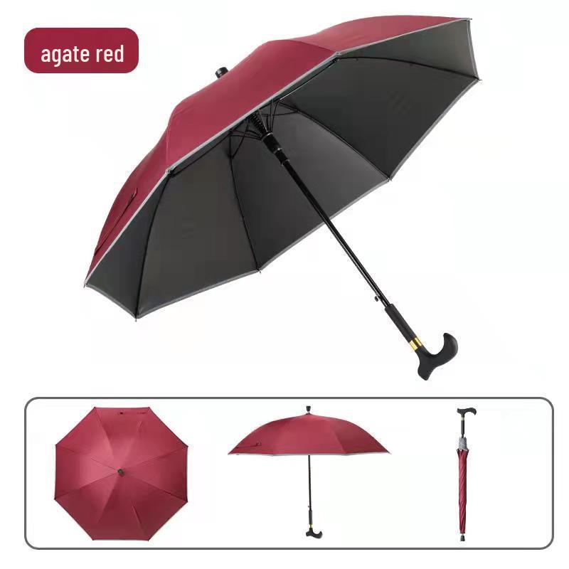 Elderly Dual-Use Walking Stick Umbrella: Lightweight, Anti-Slip, Reflective, with Sun and Rain Protection