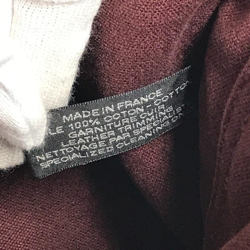 HERMES Half Leather Fourre ToutPM Tote Bag Hand Bag Leather/Canvas wine-red