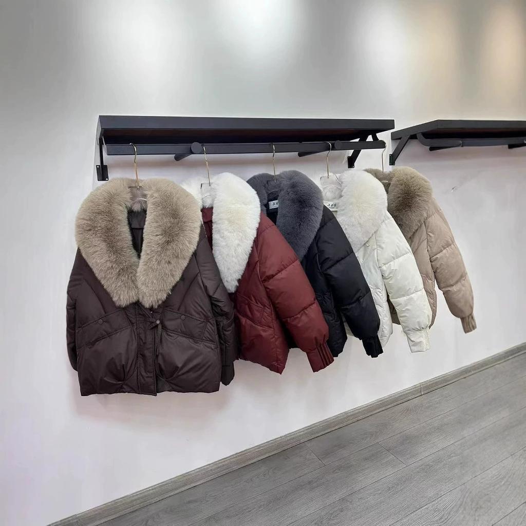 Fashion Winter Jacket Women Korean Big Fur Collar Thick Down Cotton Jacket Parkas Female Short Coat Slim Warm Outerwear