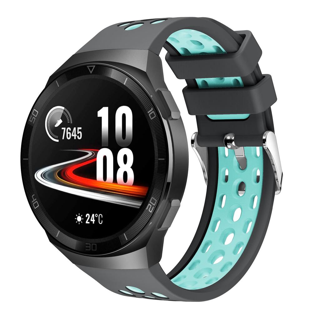 Two-Color Round Hole Silicone Watch Band Mesh Strap For  Watch GT 2E