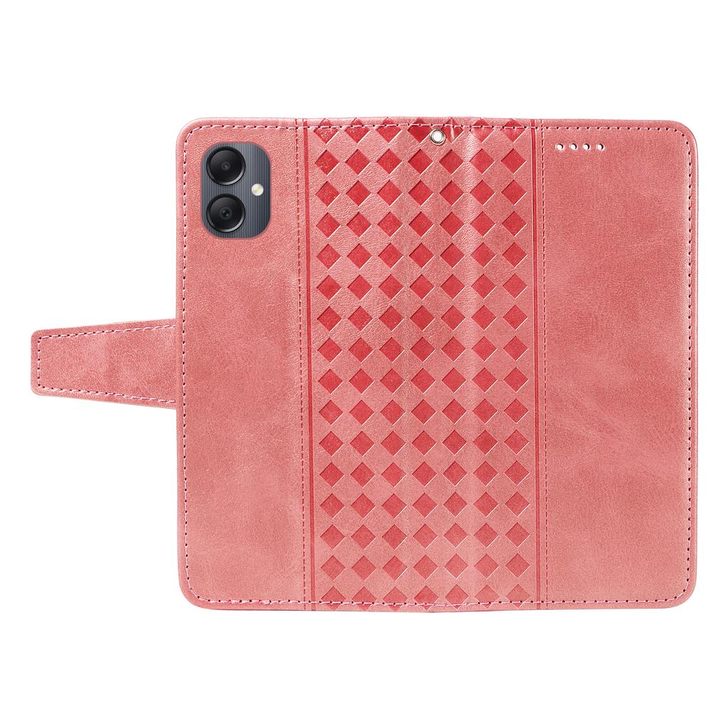 For Samsung Galaxy A07 4G/A06 4G/A06 5G Leather Case Wallet Stand Grids Imprinted Phone Cover with Strap
