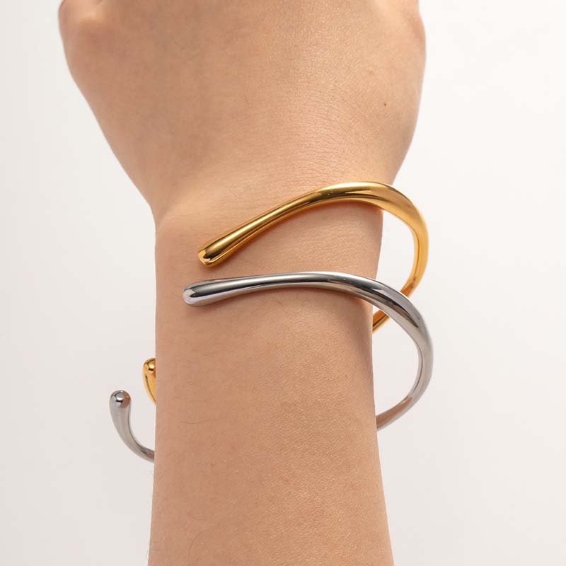 Stainless Steel Metal Wrist Bracelet Bangle For Women Gold Handmade Cast Statement Party Jewelry Gifts