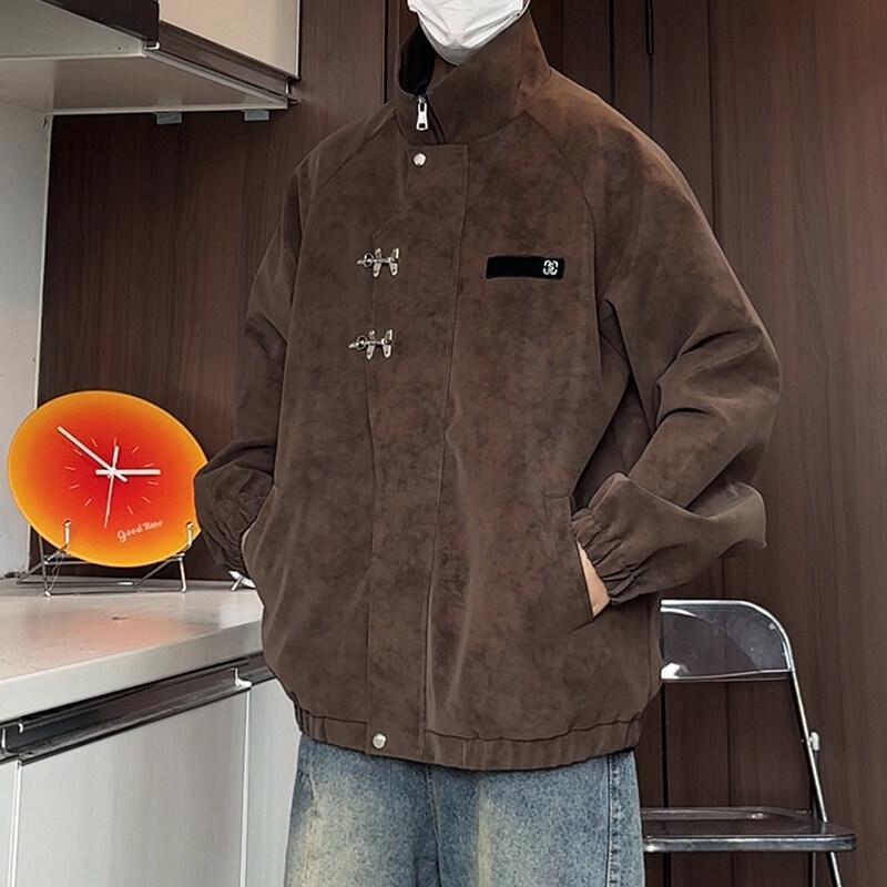 Men's Retro Tie-Dye Stand Collar Jacket - Winter Casual Loose Outerwear