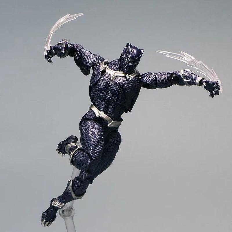 Amazing Yamaguchi Black Panther Action Figure Collection Model 15cm Kaiyodo Revoltech #030 Marvel T Challa Movable Figurine Toys