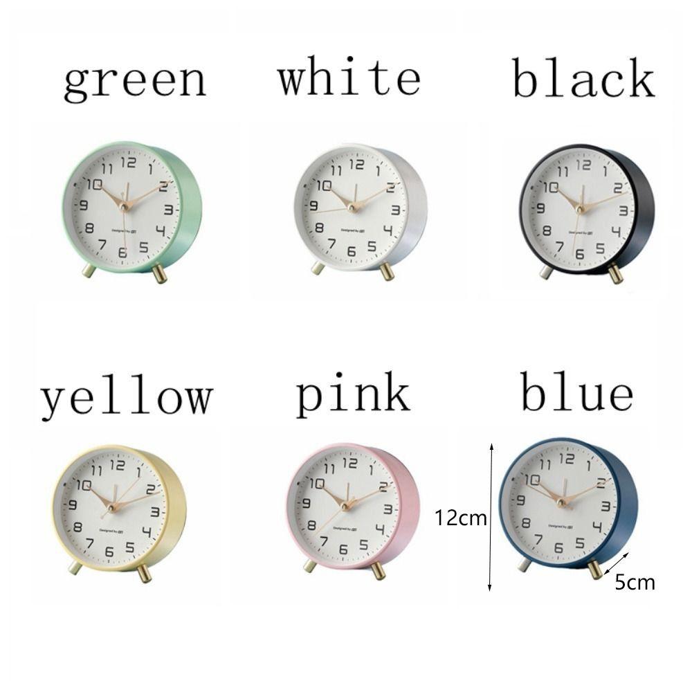Non-Ticking Nordic Alarm Clock Round Table Clock Battery Operated Frosted Metal Clock  Bedroom