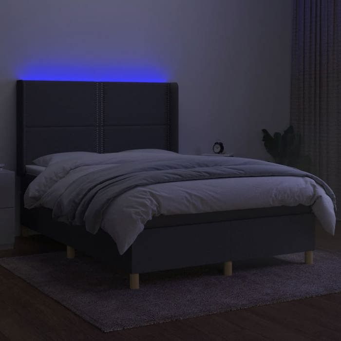 VidaXL Slat Bed Base with Mattress and LEDs, Upholstered Bed, Double Bed, Adult Bed for Indoor Bedroom, 3138790