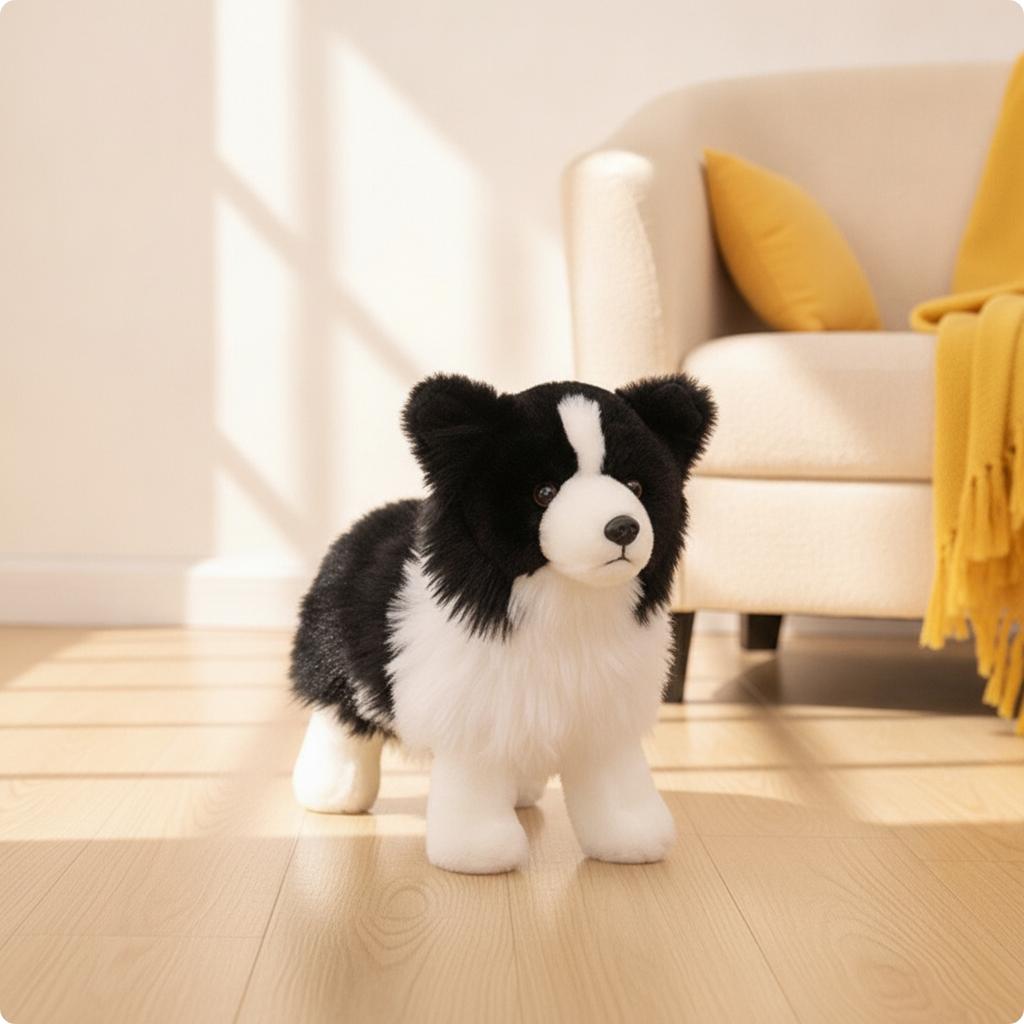 Border Collie Stuffed Animal Dog Realistic Border Collie Stuffed Animal Stuffed Dog with Stuffed Animal Tail Lifelike Soft