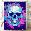 Artistic Skull Shower Curtain Neon Blue Pink Decor For Bathroom, Easy Hanging Shower Panels Modern Home Accents Decoration