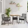 VidaXL 3-Piece Garden Dining Set with Cushions Black Poly Rattan 3334935