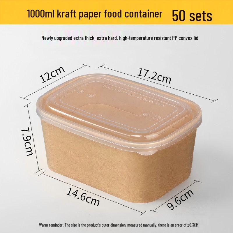 Disposable Kraft Paper Lunch Box For Takeaway & Picnic
