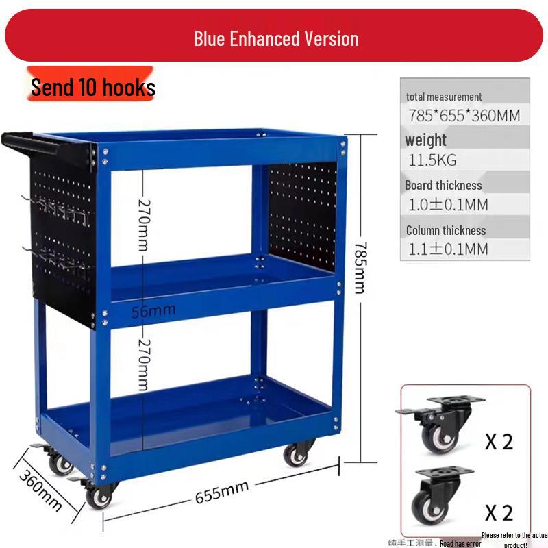 Heavy-Duty Three-Layer Mobile Tool Cart for Auto Repairs