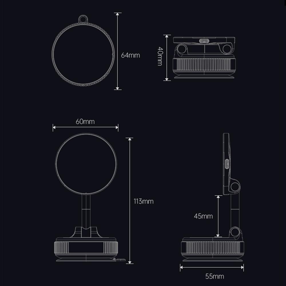 15W Wireless Charger Magnetic Car Phone Holder 360° Rotation Foldable Suction Cup Stand Call Navigation Phone Bracket