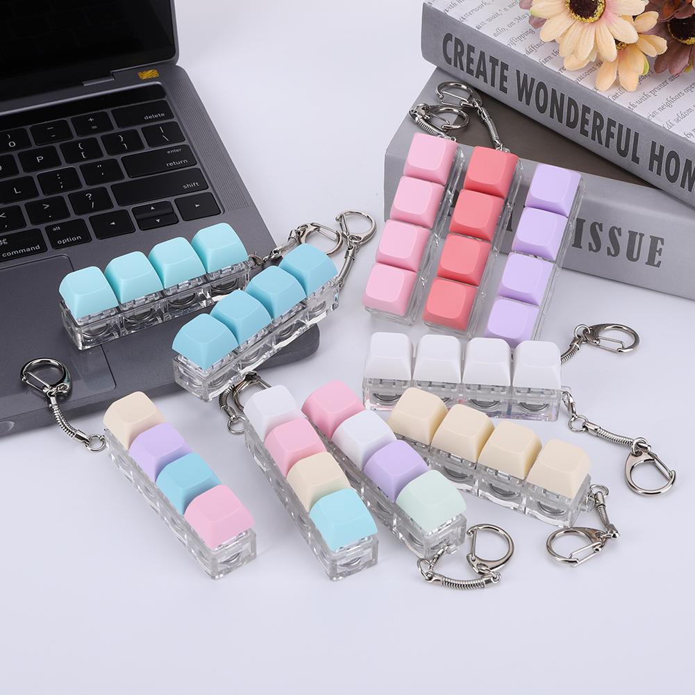 Button Keycap Fidget Keychain Toys 4 Keys Mechanical Keyboard Axis Tester DIY Keycaps Office Stress Relief Toy Adult Kids Gifts
