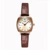 Retro-Quadratuhr für Damen mit Quarzwerk und Lederarmband