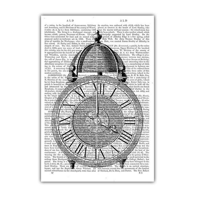 

Ретро-арт часы холст живопись карманные часы механические настенные часы плакат офис настенное искусство гостиная украшение дома фреска без рамки 21*30cm No Frame