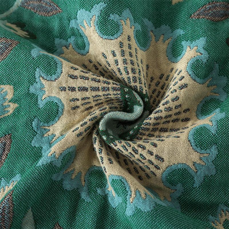 Green/brown blanket, double flower tassel, sofa blanket, double-sided blanket, pure cotton
