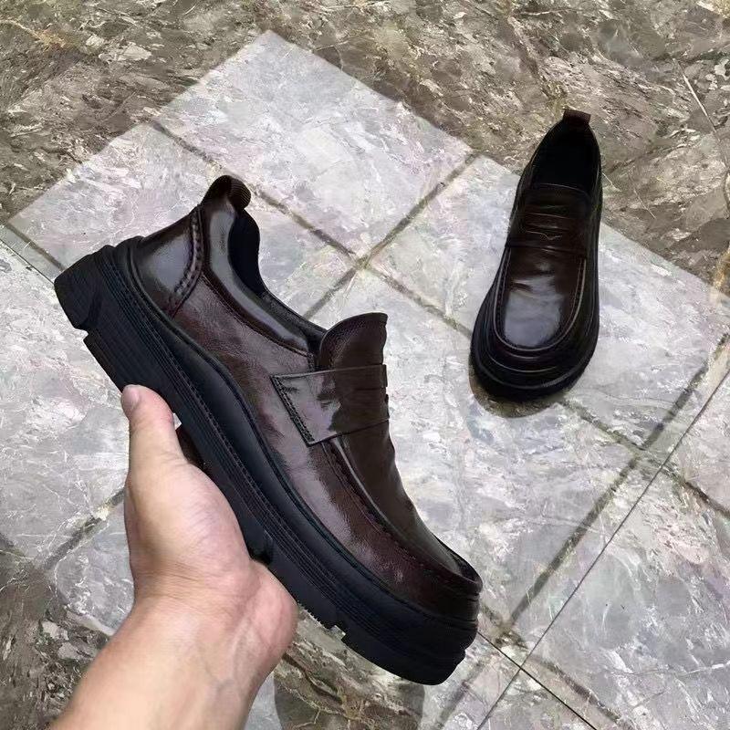 Summer new hollow men's shoes genuine leather British thick-soled non-slip versatile breathable casual leather shoes men's height increase