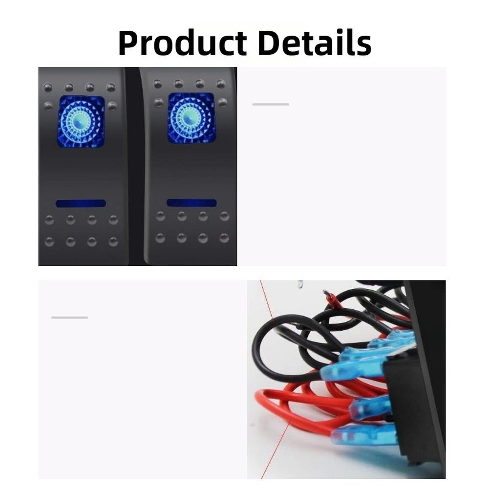 Pre Wired 2 Gang Rocker Switch Panel Aluminum 12V 24V for Vehicle Applications For Car RV Boat Yacht LED Control