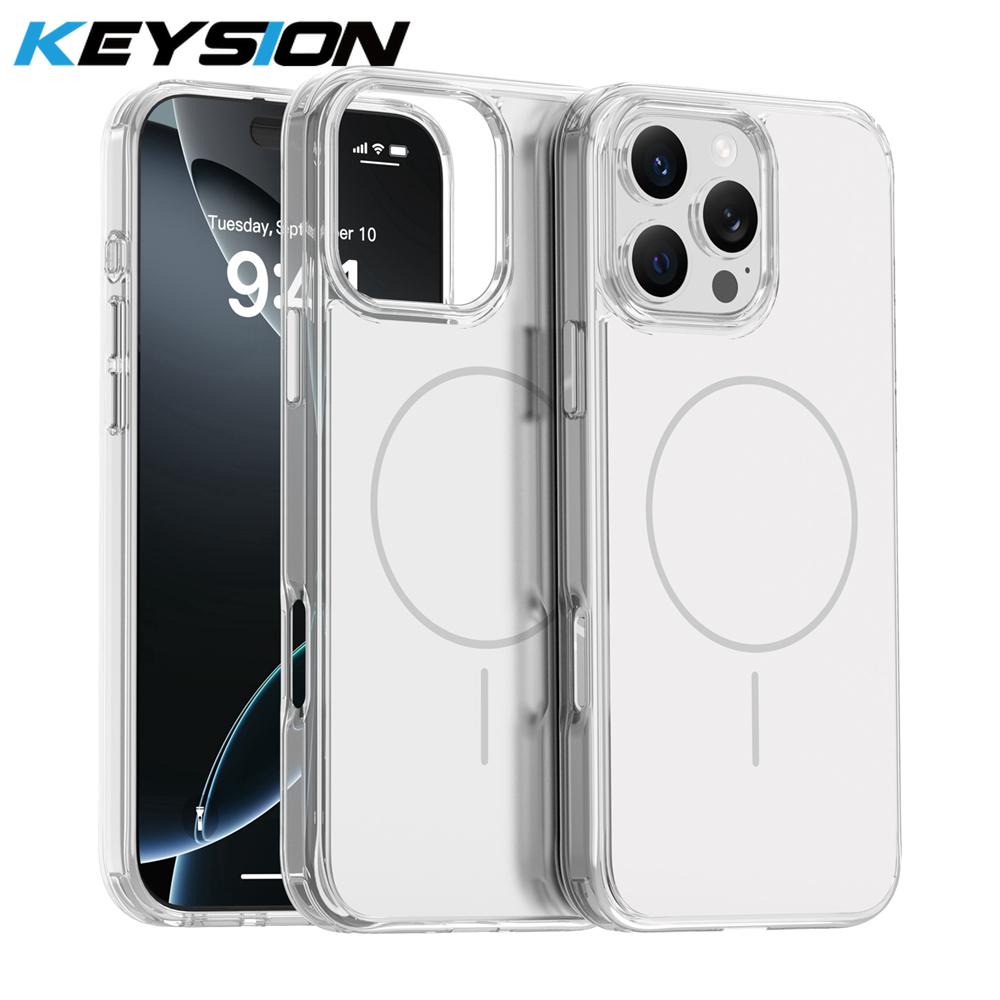 KEYSION Luxury Magnetic Case for MagSafe for iPhone 14 15 16 Pro Max Soft TPU+PC Wireless Charging Shockproof Phone Back Cover