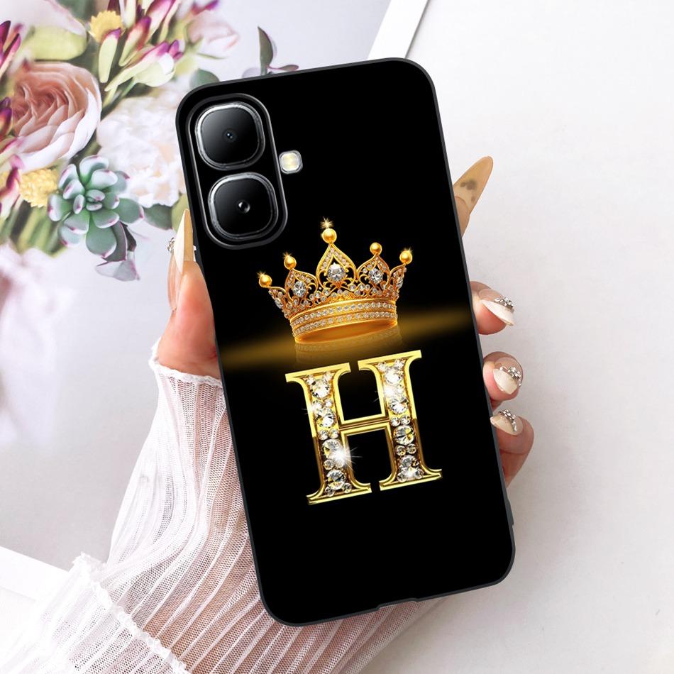 For Infinix Smart 20 X6840 X6840B Crown Letter Phone Case For Infinix Smart20 Black Silicone Soft Cases