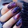 Medium-Length Ballerina Blue-Purple Gradient Starry Sky Removable Press-On Nail Art Tips