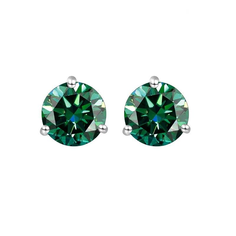 S925 Sterling Silver Round Anniversary Stud Earrings 0.5CT/1CT Trendy Style Moissanite Earrings For Women Couple Gift