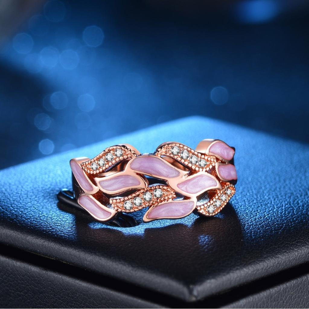 Creative Epoxy Diamond Cherry Blossom Ring, Fashion Personality Jewelry