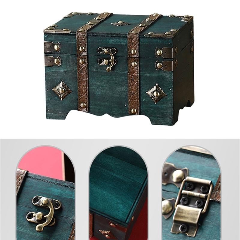 Pudełko do przechowywania w stylu antycznym z bezpiecznym kodem kombinacyjnym Duża pojemność Drewniana skrzynia na biżuterię Kolekcje