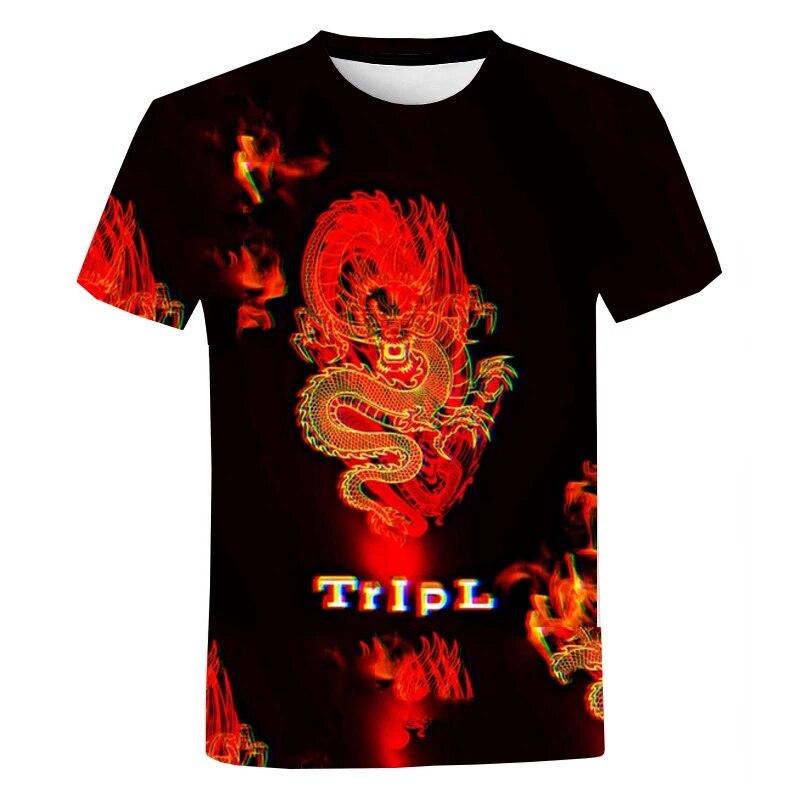 Y2K Îmbrăcăminte bărbați Dragon Totem Tricouri cu grafică Gât rotund Tricou supradimensionat Moda Harajuku Streetwear Topuri Tricouri